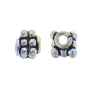 German Silver, 5.9mm Width by 5.8mm Length by 5.1mm Height, Textured Square Bali Bead. Quantity per pack: 40 Pieces.