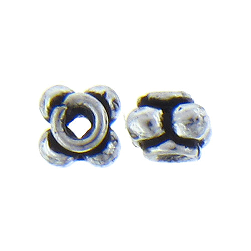 German Silver, 4.7mm Width by 5.9mm Length / Height, Beaded Textured Round Bali Bead. Quantity Per Pack: 46 pieces.