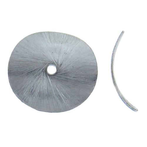 German Silver, 16.1mm Width by 14.6mm Length by 3.6mm Height, Matte Bent Disc Bali Bead. Quantity per pack: 20 Pieces.