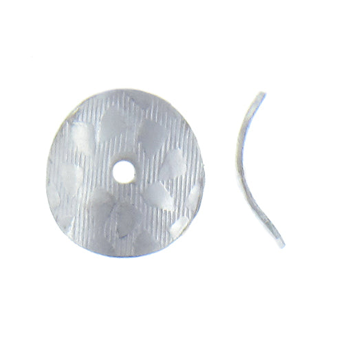 German Silver, 12.1mm Width by 11.3mm Length by 2.5mm Height, Stamped Bent Disc Bali Bead. Quantity per pack: 97 Pieces.