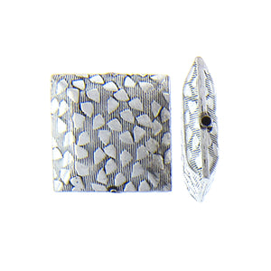 German Silver, 20.3mm Width by 5.8mm Length by 20.2mm Height, Stamped Square Bali Bead. Quantity per pack: 10 Pieces.