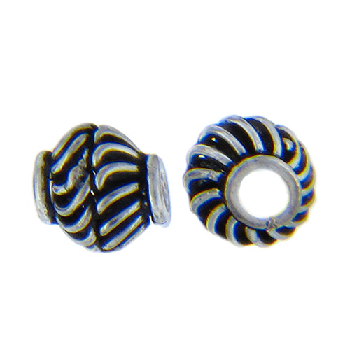 German Silver, 10.5mm Width by 10.2mm Length by 10.3mm Height, Textured Roundel Bali Bead. Quantity per pack: 20 Pieces.