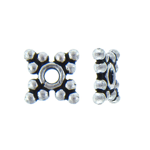 German Silver, 11.3mm Width by 11.3mm Height by 2.1mm Thickness, Diamond Daisy Bali Bead. Quantity per pack: 97 Pieces.