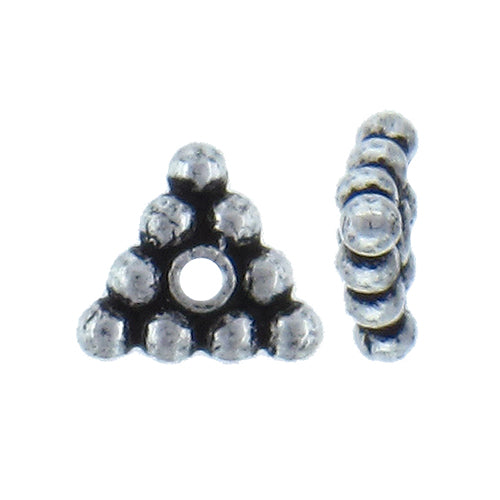 German Silver, 7.5mm Width by 6.7mm Height by 1.9mm Thickness, Triangle Daisy Bali Bead. Quantity per pack: 105 Pieces.