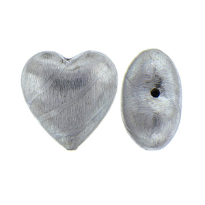 German Silver, 23.9mm Width by 14.5mm Length by 24.5mm Height, Matte Heart Bali Bead. Quantity per pack: 9 Pieces.