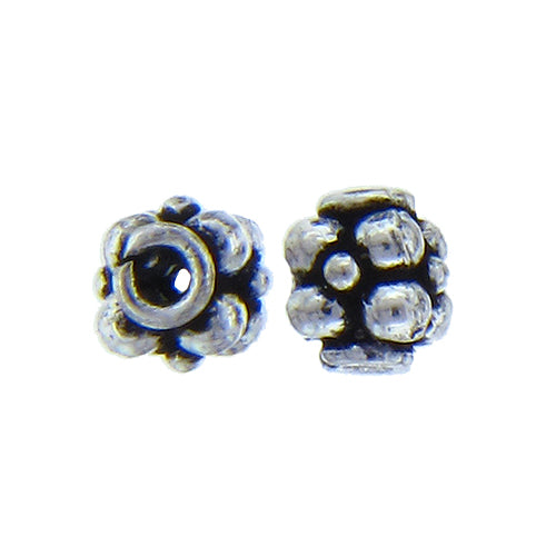 German Silver, 7.0mm Width by 7.0mm Length by 7.0mm Height, Textured Round Bali Bead. Quantity per pack: 30 Pieces.