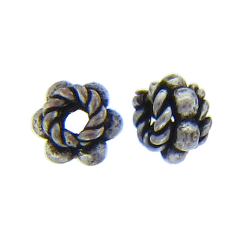 German Silver, 5.7mm Width by 5.6mm Length by 4.6mm Height, Textured Roundel Bali Bead. Quantity per pack: 48 Pieces.