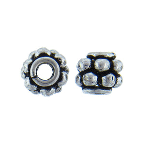 German Silver, 8.8mm Width by 8.6mm Length by 7.6mm Height, Textured Roundel Bali Bead. Quantity per pack: 27 Pieces.