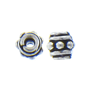 German Silver, 5.2mm Width by 5.2mm Length by 5.3mm Height, Textured Roundel Bali Bead. Quantity per pack: 39 Pieces.