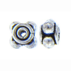 German Silver, 5.0mm Width by 6.6mm Length / Height, Textured Round Bali Bead. Quantity Per pack: 44 Pieces.