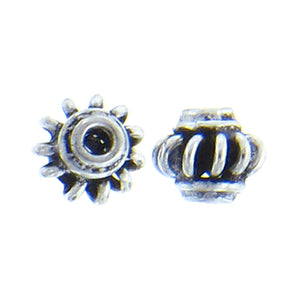 German Silver, 5.5mm Width by 6.2mm Length / Height, Textured Round Bali Bead. Quantity Per Pack: 39 Pieces.