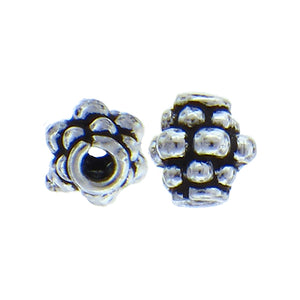 German Silver, 6.8mm Width by 6.8mm Length by 7.8mm Height, Textured Roundel Bali Bead. Quantity per pack: 27 Pieces.