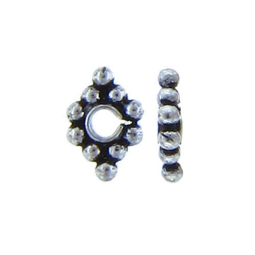 German Silver, 5.1mm Width by 7.7mm Height by 1.7mm Thickness, Diamond Daisy Bali Bead. Quantity per pack: 126 Pieces.