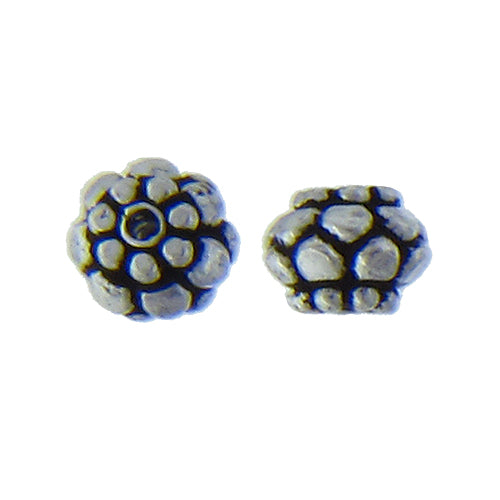 German Silver, 6.3mm Width by 6.3mm Length by 5.3mm Height, Textured Round Bali Bead. Quantity per pack: 36 Pieces.