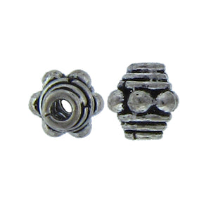 German Silver, 6.3mm Width by 6.3mm Length by 7.0mm Height, Textured Roundel Bali Bead. Quantity per pack: 29 Pieces.