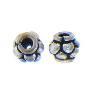 German Silver, 5.7mm Width by 5.7mm Length by 5.0mm Height, Textured Roundel Bali Bead. Quantity per pack: 40 Pieces.