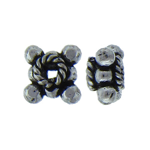 German Silver, 8.6mm Width by 8.6mm Length by 5.0mm Height, Textured Square Bali Bead. Quantity per pack: 42 Pieces.