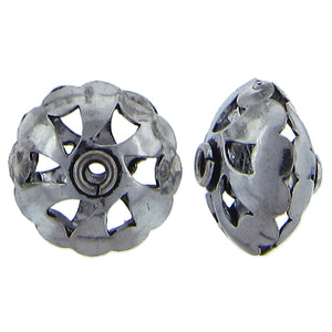 German Silver, 18.0mm Width by 18.2mm Length by 13.9mm Height, Textured Saucer Bali Bead. Quantity per pack: 16 Pieces.