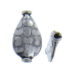 German Silver, 9.6mm Width by 3.7mm Length by 16.3mm Height, Stamped Teardrop Bali Bead. Quantity per pack: 13 Pieces.