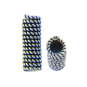 German Silver, 5.4mm Width by 5.4mm Length by 16.4mm Height, Twisted Textured Tube Bali Bead. Quantity per pack: 13 Pieces.