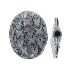 German Silver, 12.4mm Width by 3.0mm Length by 15.3mm Height, Stamped Oval Bali Bead. Quantity per pack: 14 Pieces.