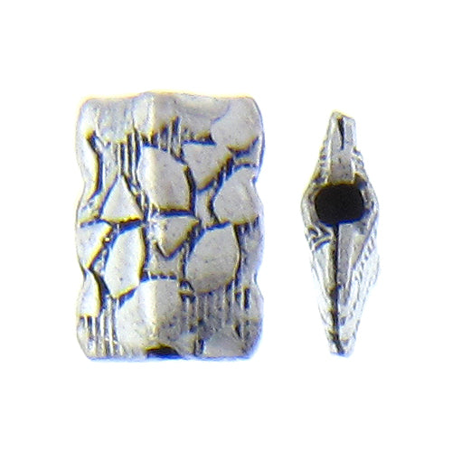 German Silver, 8.7mm Width by 3.4mm Length by 12.0mm Height, Stamped Fancy Rectangle Bali Bead. Quantity per pack: 16 Pieces.