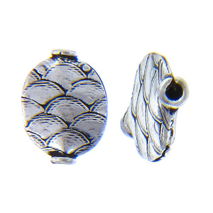 German Silver, 12.3mm Width by 3.8mm Length by 17.0mm Height, Stamped Oval Bali Bead. Quantity per pack: 12 Pieces.