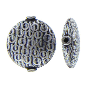 German Silver, 18.2mm Width by 5.5mm Length by 19.9mm Height, Stamped Circle Bali Bead. Quantity per pack: 10 Pieces.