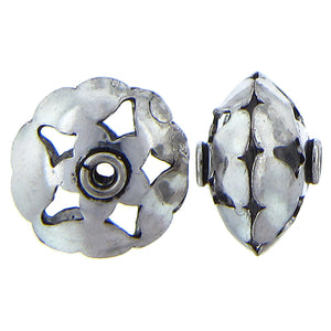 German Silver, 18.4mm Width by 18.4mm Length by 12.7mm Height, Textured Saucer Bali Bead. Quantity per pack: 15 Pieces.