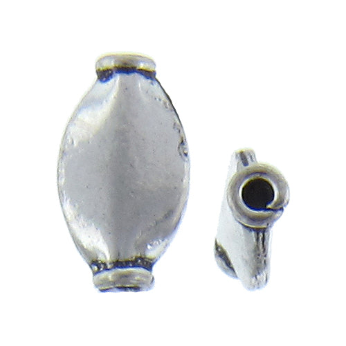 German Silver, 8.0mm Width by 3.7mm Length by 14.0mm Height, Oval Bali Bead. Quantity per pack: 16 Pieces.