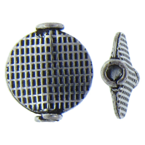 German Silver, 14.6mm Width by 4.5mm Length by 16.6mm Height, Stamped Circle Bali Bead. Quantity per pack: 13 Pieces.