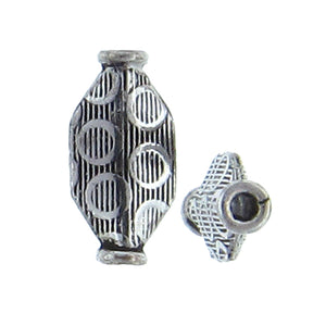 German Silver Oxidized, 6.8mm Width by 3.2mm Length by 13.5mm Height, Stamped Oval Bali Bead. Quantity per pack: 20 Pieces.