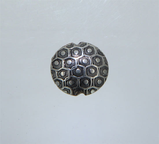 German Silver Oxidized, 16.9mm Width by 7.0mm Length by 16.7mm Height, Stamped Round Bali Bead. Quantity per pack: 13 Pieces.