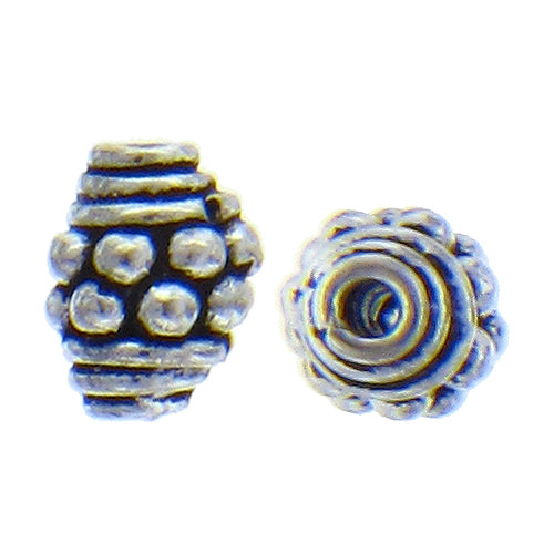 German Silver Oxidized, 6.2mm Width by 6.3mm Length by 8.0mm Height, Fancy Bali Bead. Quantity per pack: 25 Pieces.