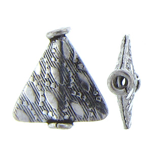 German Silver Oxidized, 14.2mm Width by 3.8mm Length by 15.3mm Height, Stamped Triangle Bali Bead. Quantity per pack: 13 Pieces.