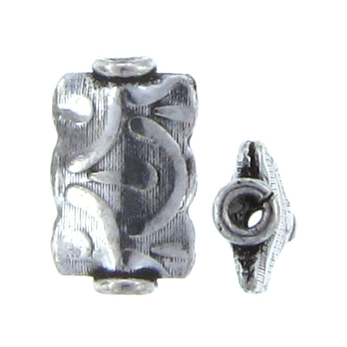 German Silver Oxidized, 8.6mm Width by 3.8mm Length by 14.1mm Height, Stamped Rectangle Bali Bead. Quantity per pack: 15 Pieces.