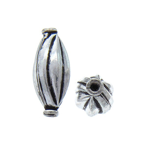 German Silver Oxidized, 9.4mm Width by 9.3mm Length by 20.6mm Height, Stamped Oval Bali Bead. Quantity per pack: 10 Pieces.