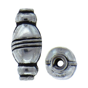 German Silver Oxidized, 7.9mm Width by 7.8mm Length by 18.3mm Height, Fancy Oval Bali Bead. Quantity per pack: 12 Pieces.