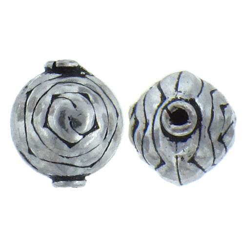 German Silver Oxidized, 12.2mm Width by 11.6mm Length by 13.8mm Height, Stamped Round Bali Bead. Quantity per pack: 15 Pieces.