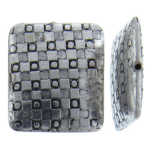 German Silver Oxidized, 24.4mm Width by 5.8mm Length by 28.2mm Height, Stamped Square Bali Bead. Quantity per pack: 7 Pieces.