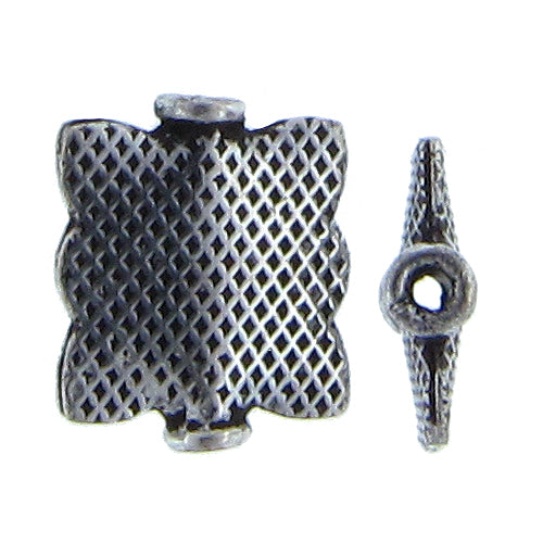 German Silver Oxidized, 11.3mm Width by 3.9mm Length by 13.4mm Height, Stamped Square Bali Bead. Quantity per pack: 16 Pieces.