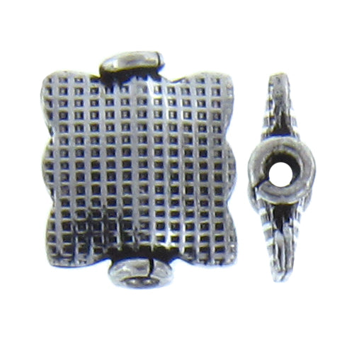 German Silver Oxidized, 11.3mm Width by 3.8mm Length by 13.2mm Height, Stamped Square Bali Bead. Quantity per pack: 16 Pieces.