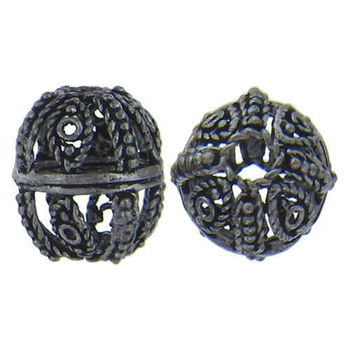 German Silver Oxidized, 14.6mm Width by 14.3mm Length by 15.1mm Height, Fancy Bali Bead. Quantity per pack: 14 Pieces.