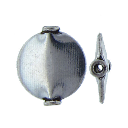 German Silver Oxidized, 15.1mm Width by 3.6mm Length by 17.0mm Height, Round Bali Bead. Quantity per pack: 13 Pieces.