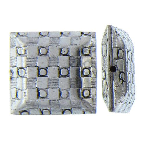 German Silver Oxidized, 20.3mm Width by 5.8mm Length by 20.1mm Height, Stamped Square Bali Bead. Quantity per pack: 10 Pieces.