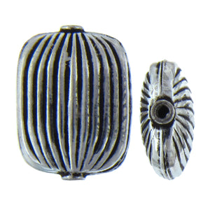 German Silver Oxidized, 18.6mm Width by 8.9mm Length by 25.8mm Height, Corrugated Oval Bali Bead. Quantity per pack: 4 Pieces.