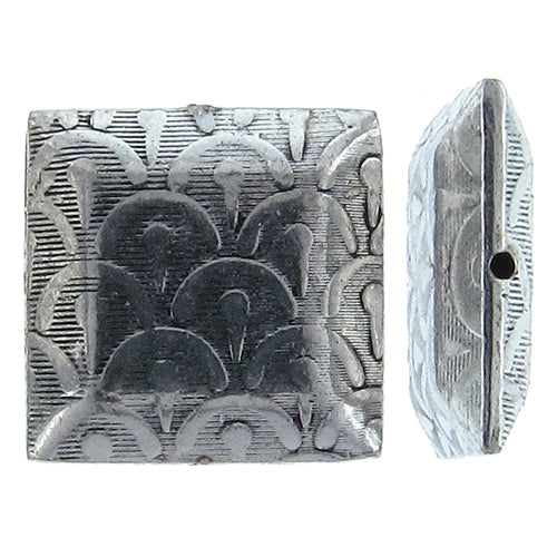 German Silver Oxidized, 20.2mm Width by 5.9mm Length by 20.3mm Height, Stamped Square Bali Bead. Quantity per pack: 10 Pieces.