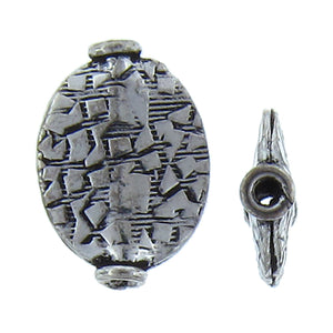 German Silver Oxidized, 12.3mm Width by 3.7mm Length by 17.6mm Height, Textured Oval Bali Bead. Quantity per pack: 12 Pieces.