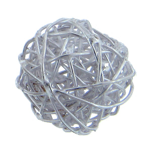 German Silver, 15.6mm Width by 15.9mm Length / Height, Wire Wrapped, Round Bali Bead. Quantity Per Pack: 2 Pieces.