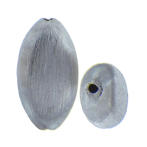 German Silver, 24.1mm Width by 13.5mm Length by 7.5mm Thickness, Flattened Oval Bali Bead. Quantity Per Pack: 9 Pieces.